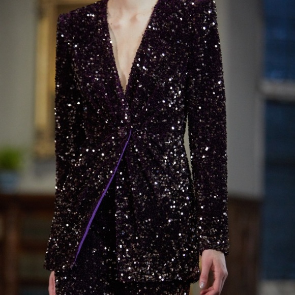 BADGLEY MISCHKA Sequin Blazer and Pant Set 8/10 - Picture 3 of 16